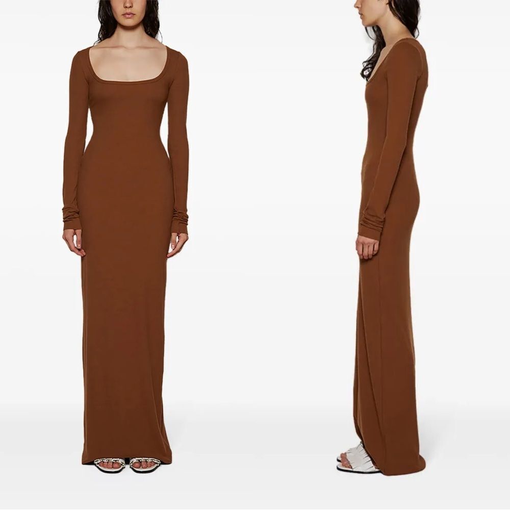 NWT ETERNE Ribbed super soft cotton long sleeve maxi dress